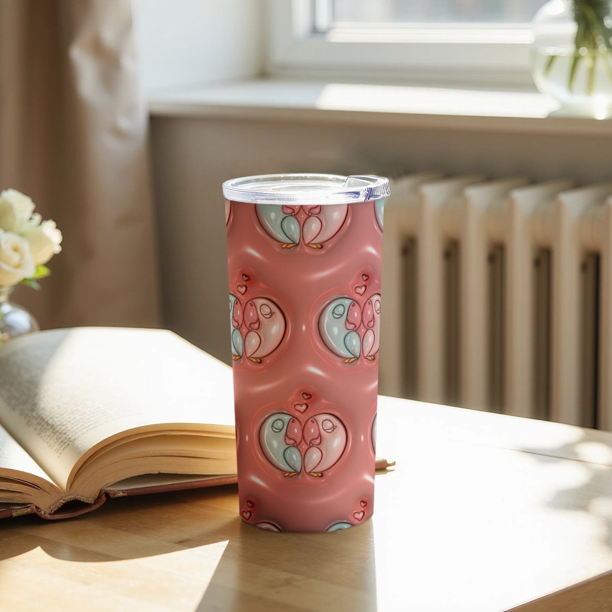 Heart Adorned Tumblers with Unique Design