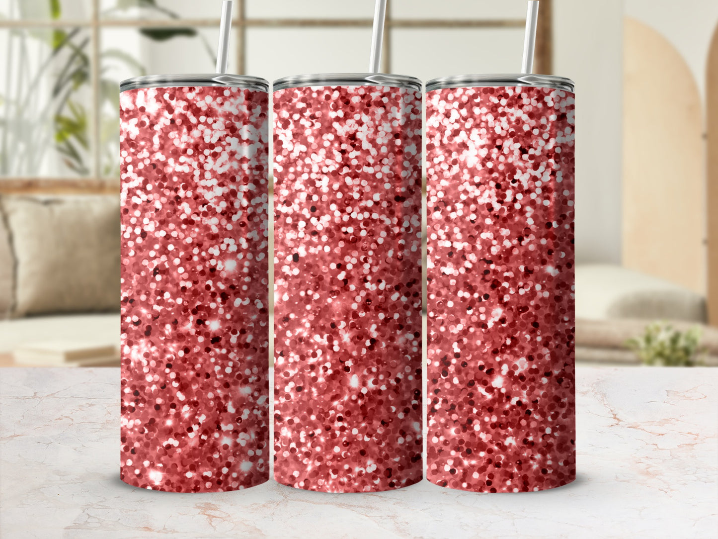 Sparkling Red Glitter Skinny Tumbler product