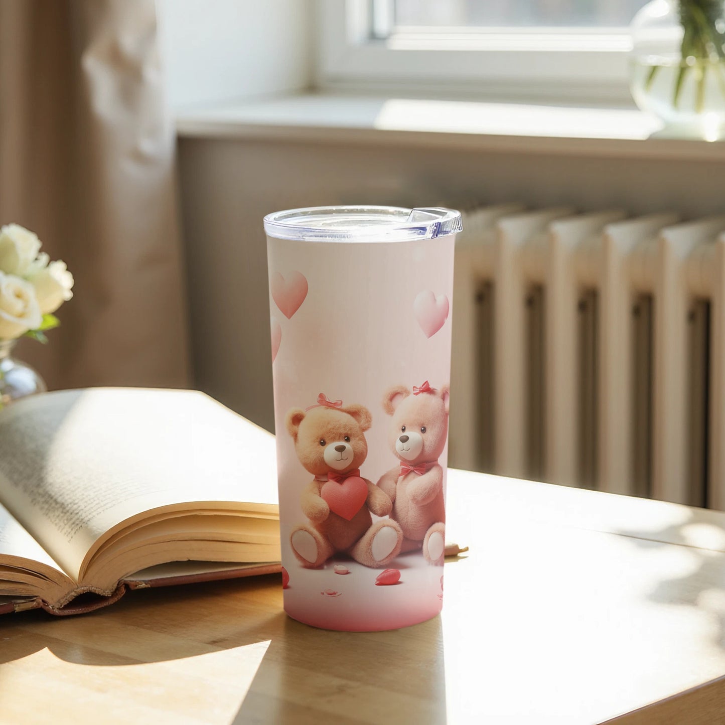 Adorable Teddy Bear Heart Tumbler for Gifting