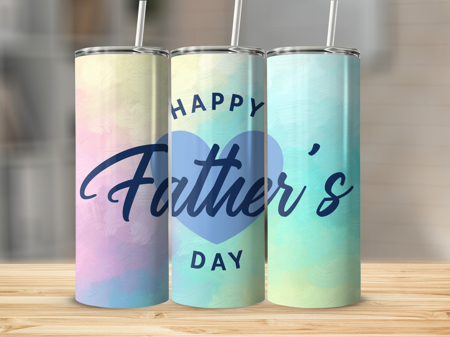 Happy Father's Day Theme Tumbler with Heart Design