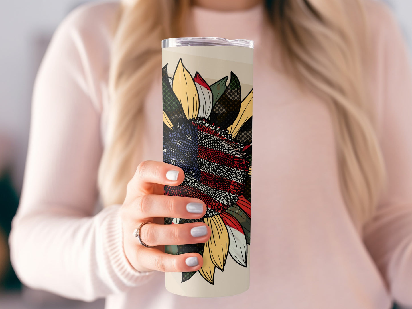 American Flag Sunflower Design Tumbler for Everyday Use