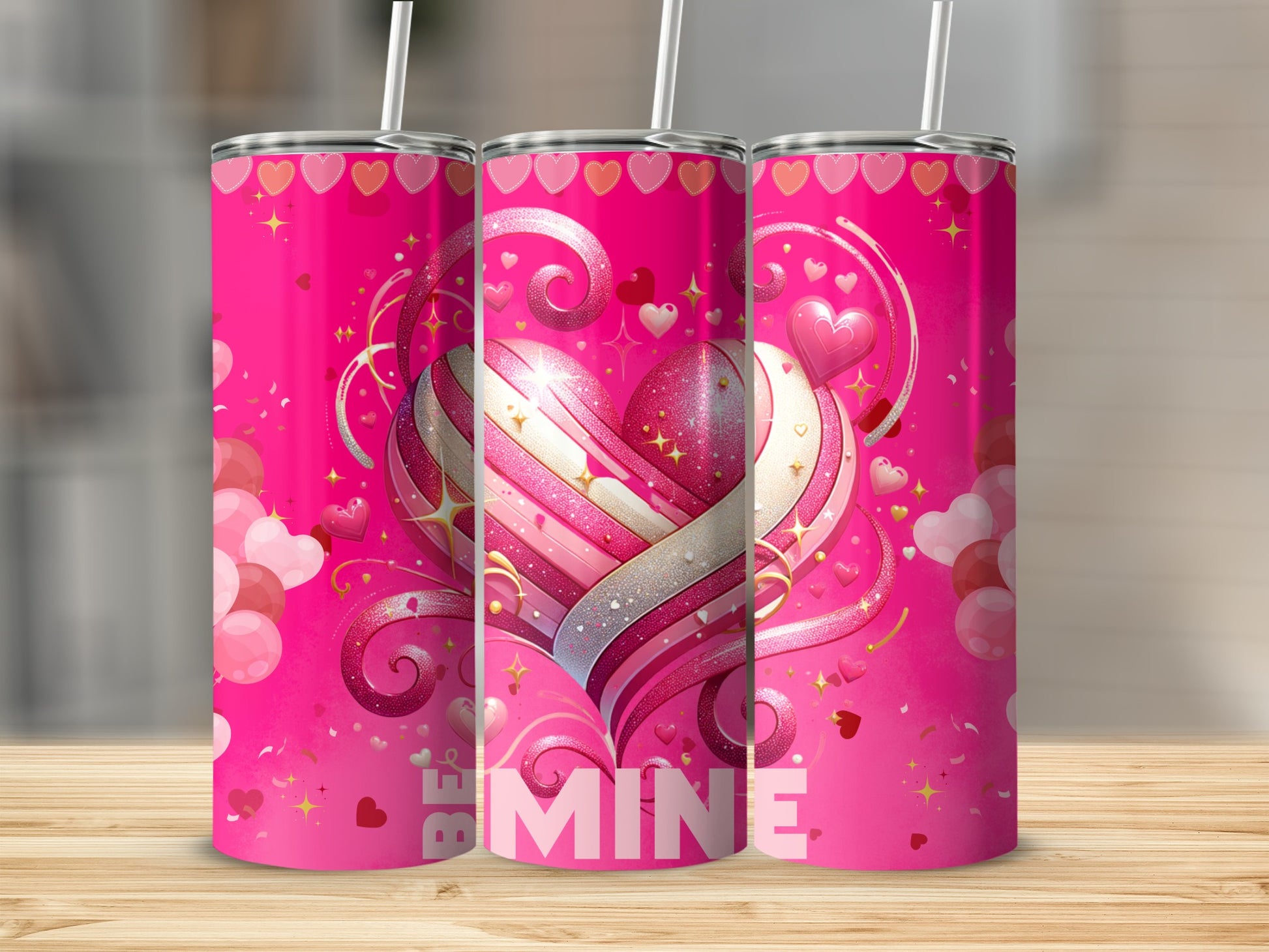 Be Mine Pink Heart Design Tumbler product