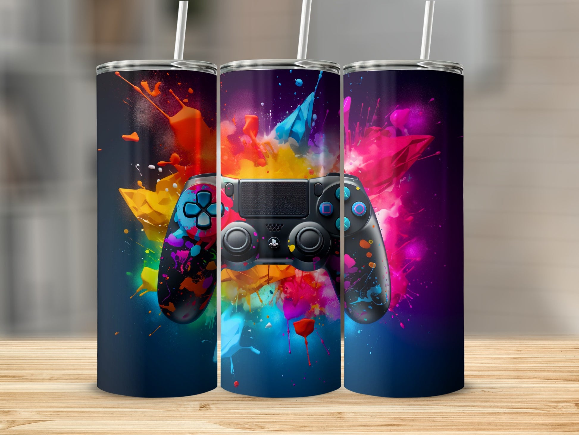 Colorful Gaming Splash Graphic Tumbler Design