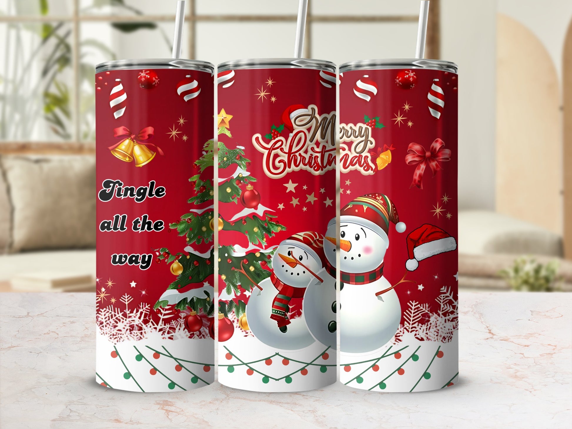Merry Christmas Snowman and Tree Tumbler