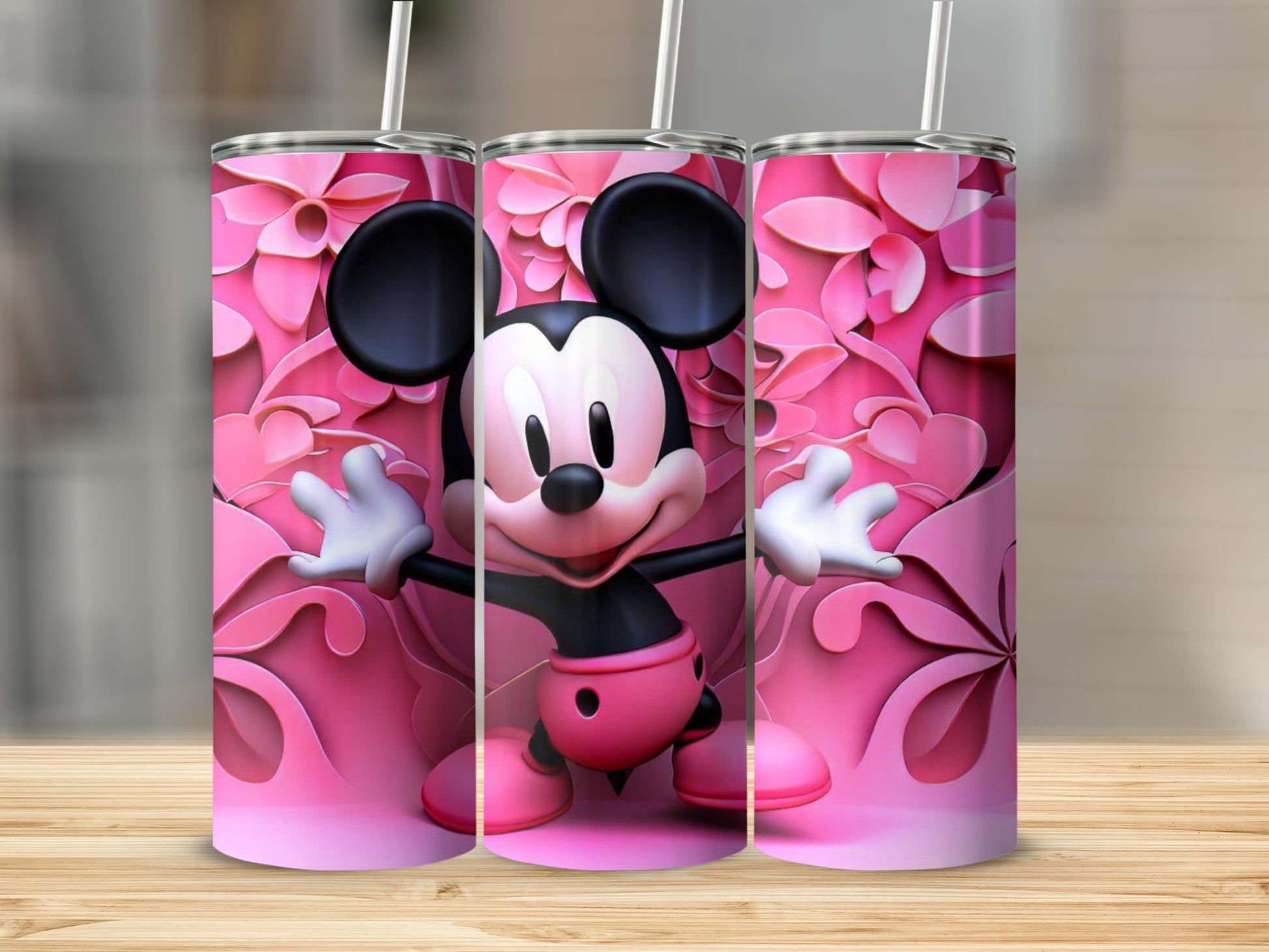 Vibrant Pink Mickey Mouse Tumbler Flask for Fans