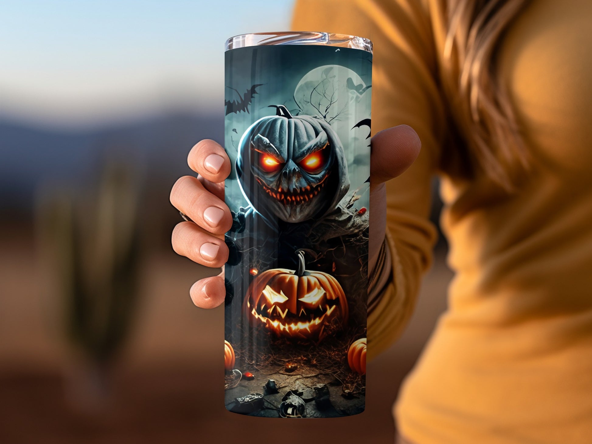 Spooky Halloween Pumpkin Design Tumbler Product
