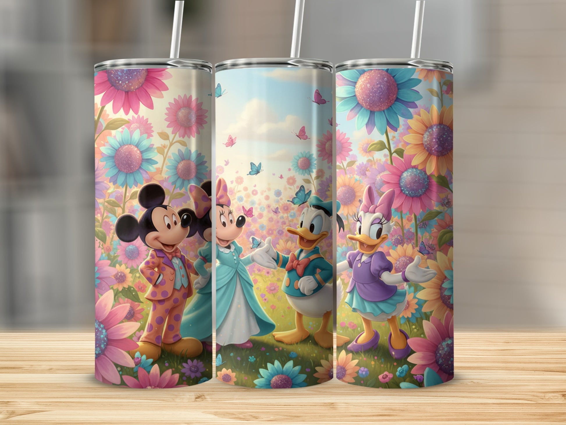 Cute Character Floral Design Stainless Steel Tumbler