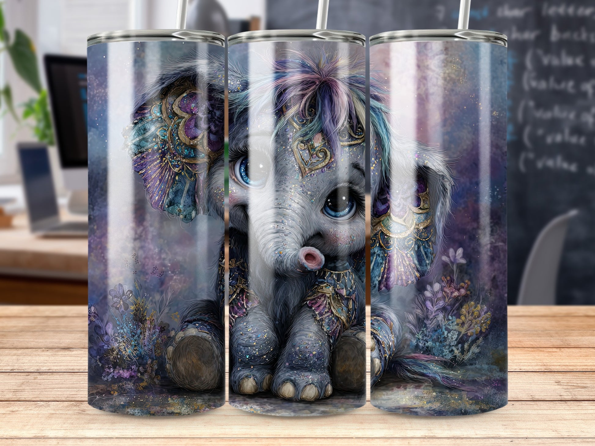 Colorful Elephant Artwork for Tumbler Cups