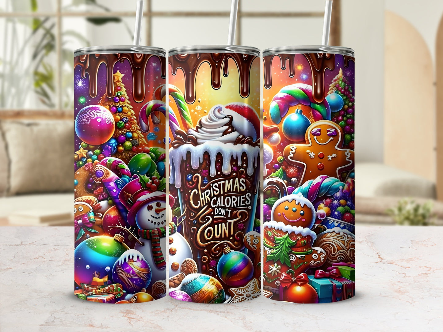 Christmas Festive Cheer Colorful Stainless Steel Tumbler