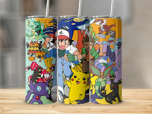 Colorful Anime Characters Wrap-Around Tumbler Set