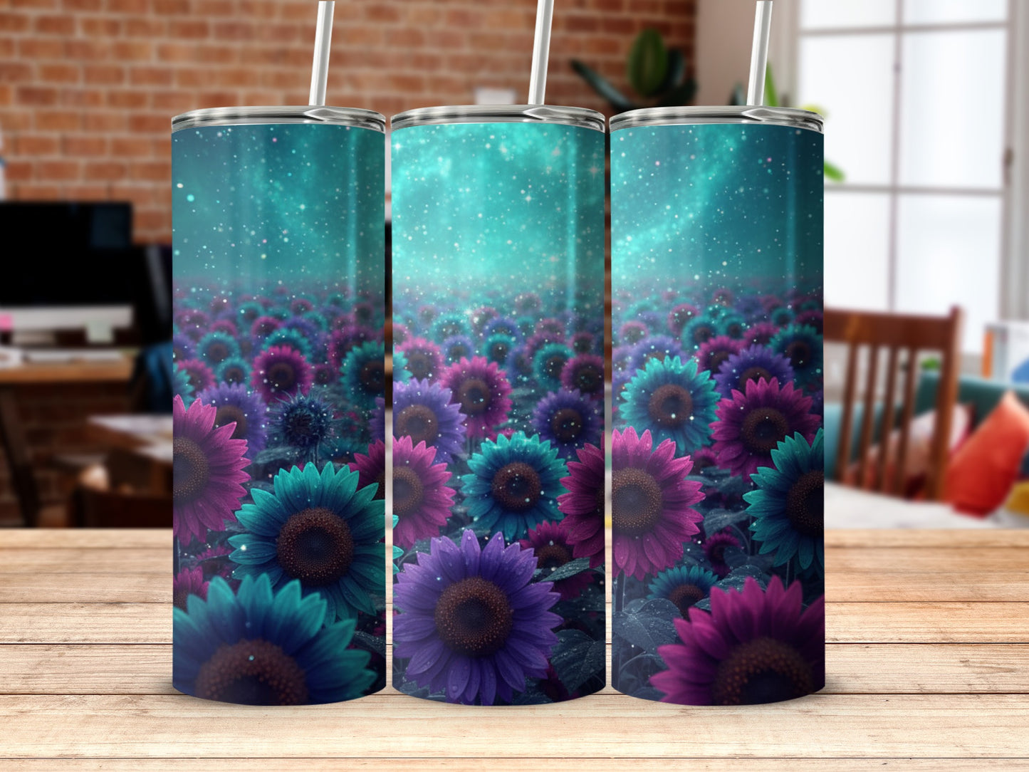Colorful Sunflower Night Sky Insulated Tumbler