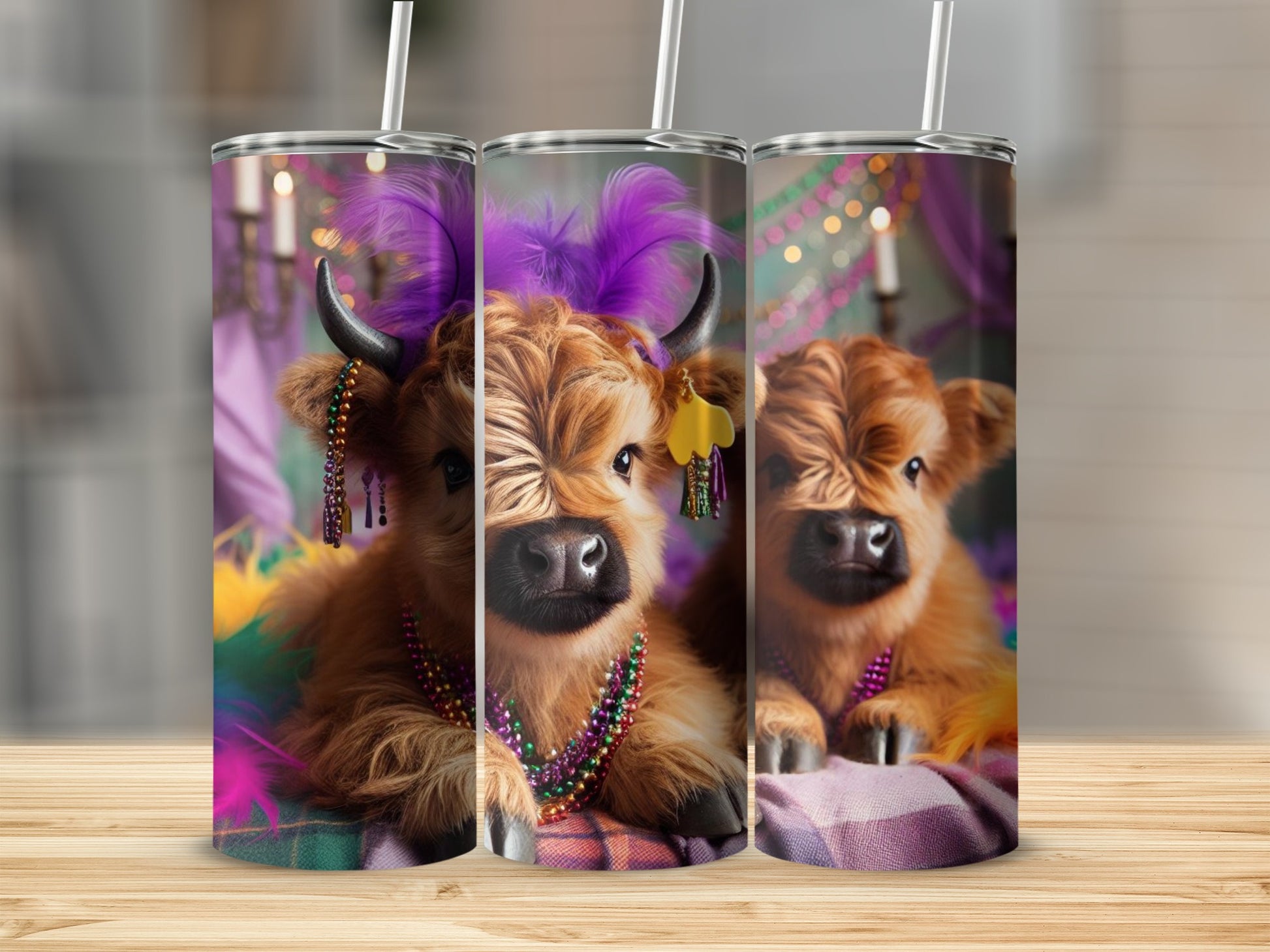 Adorable Highand Cow Festive Design Tumbler Cup