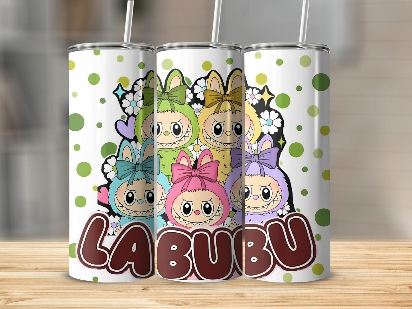 Colorful Cartoon Labubu Design Insulated Tumbler