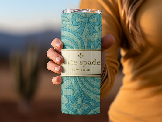 Kate Spade Inspired  Floral Teal Sparkle Design Decorative Tumblers