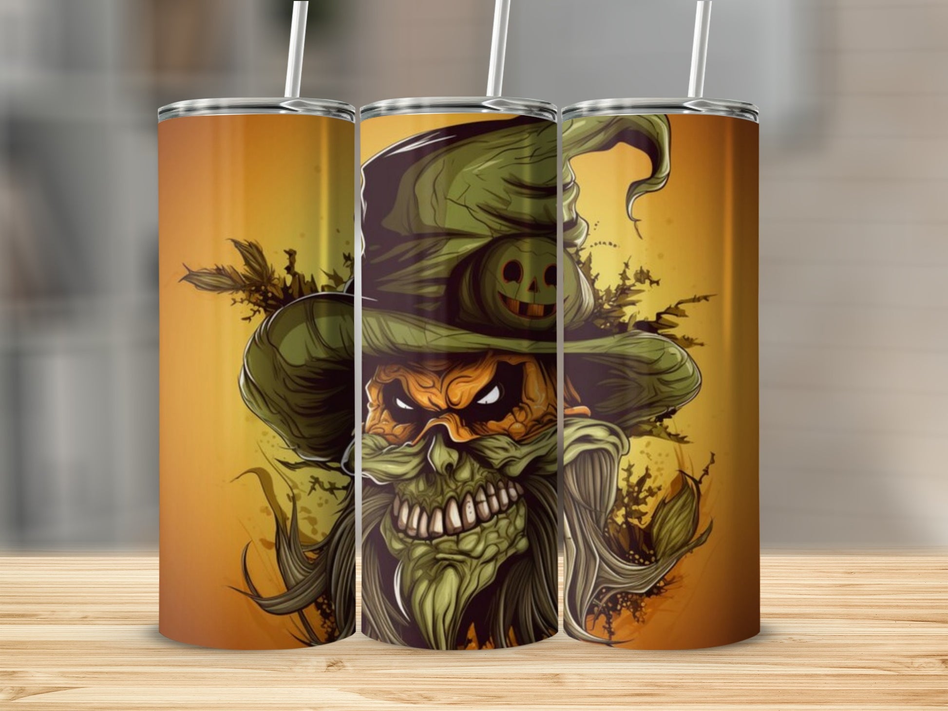 Spooky Witch Pumpkin Face Design Tumbler Product