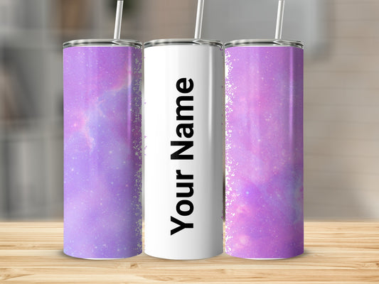 Personalized Purple Nebula Design Tumbler with Straw