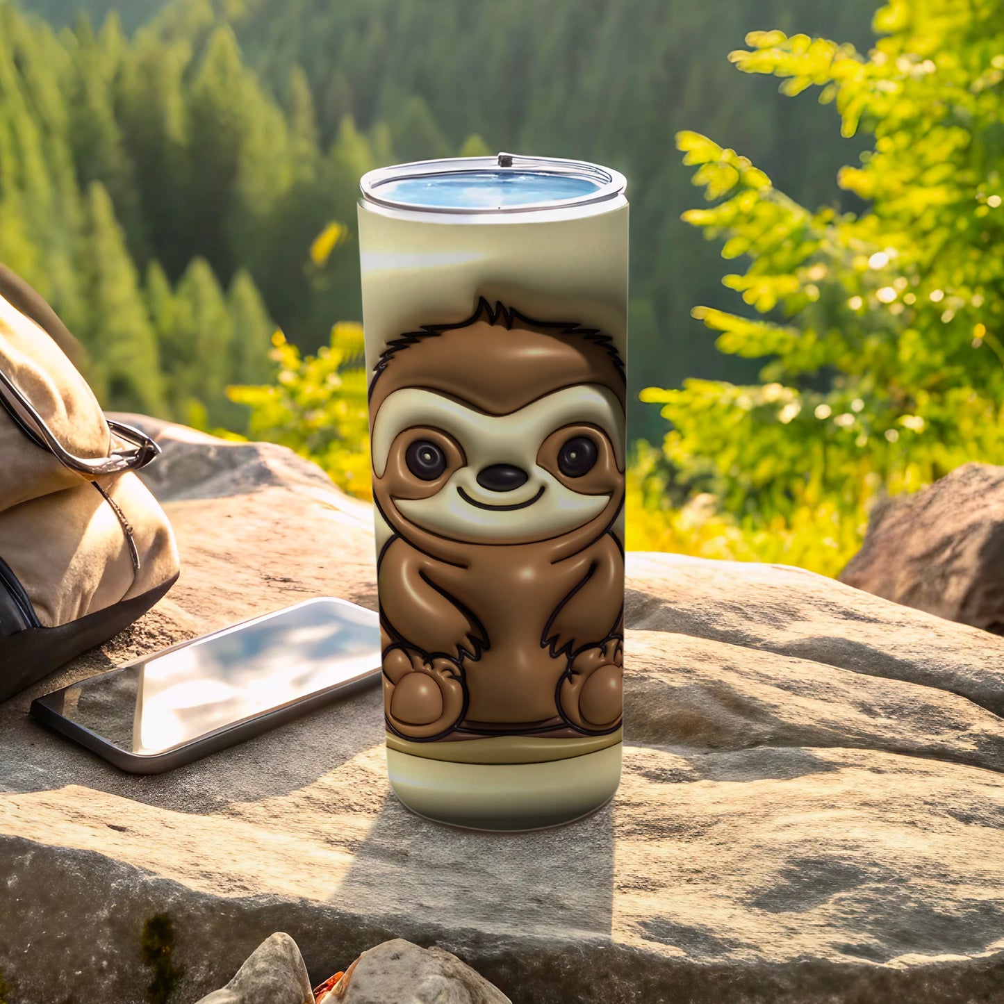 Cute brown cartoon sloth design travel product type