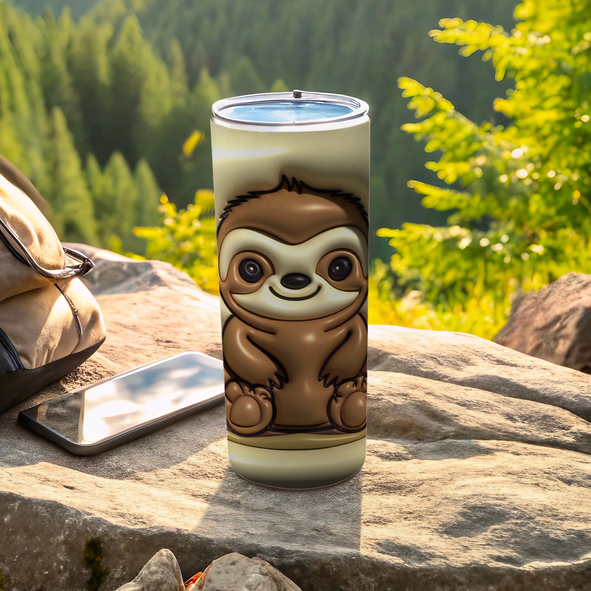 Cute brown cartoon sloth design travel product type