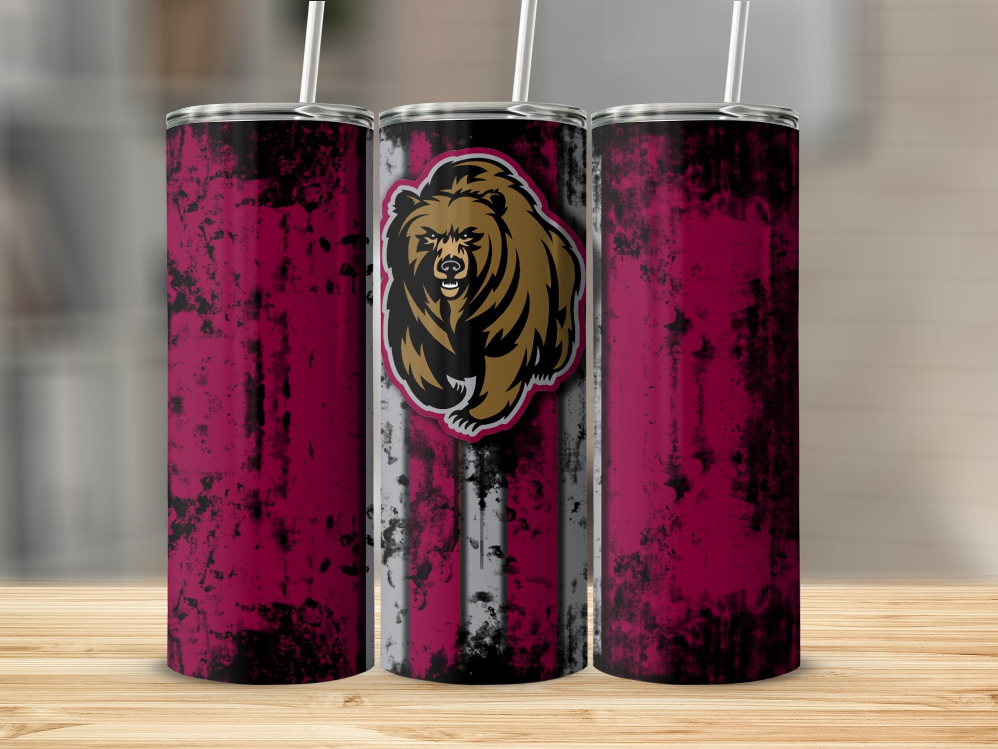 Grunge Style Bear Design Insulated Tumbler Product