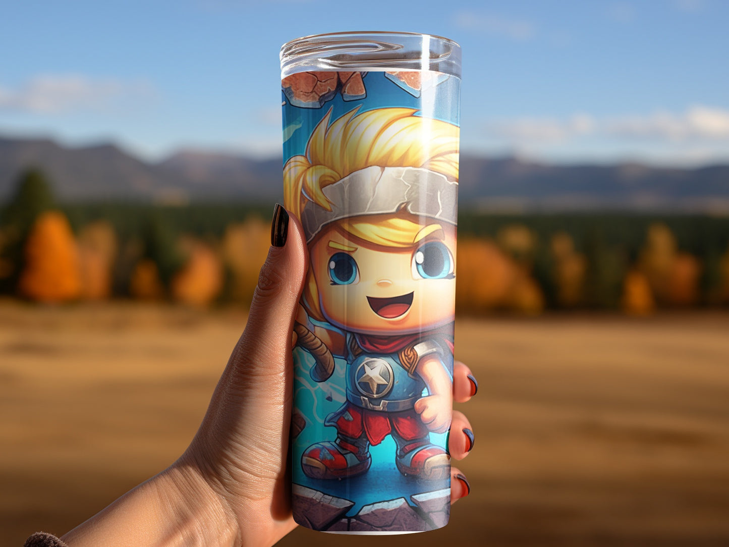 Cute Cartoon Hero Design Tumbler For Kids and Adults