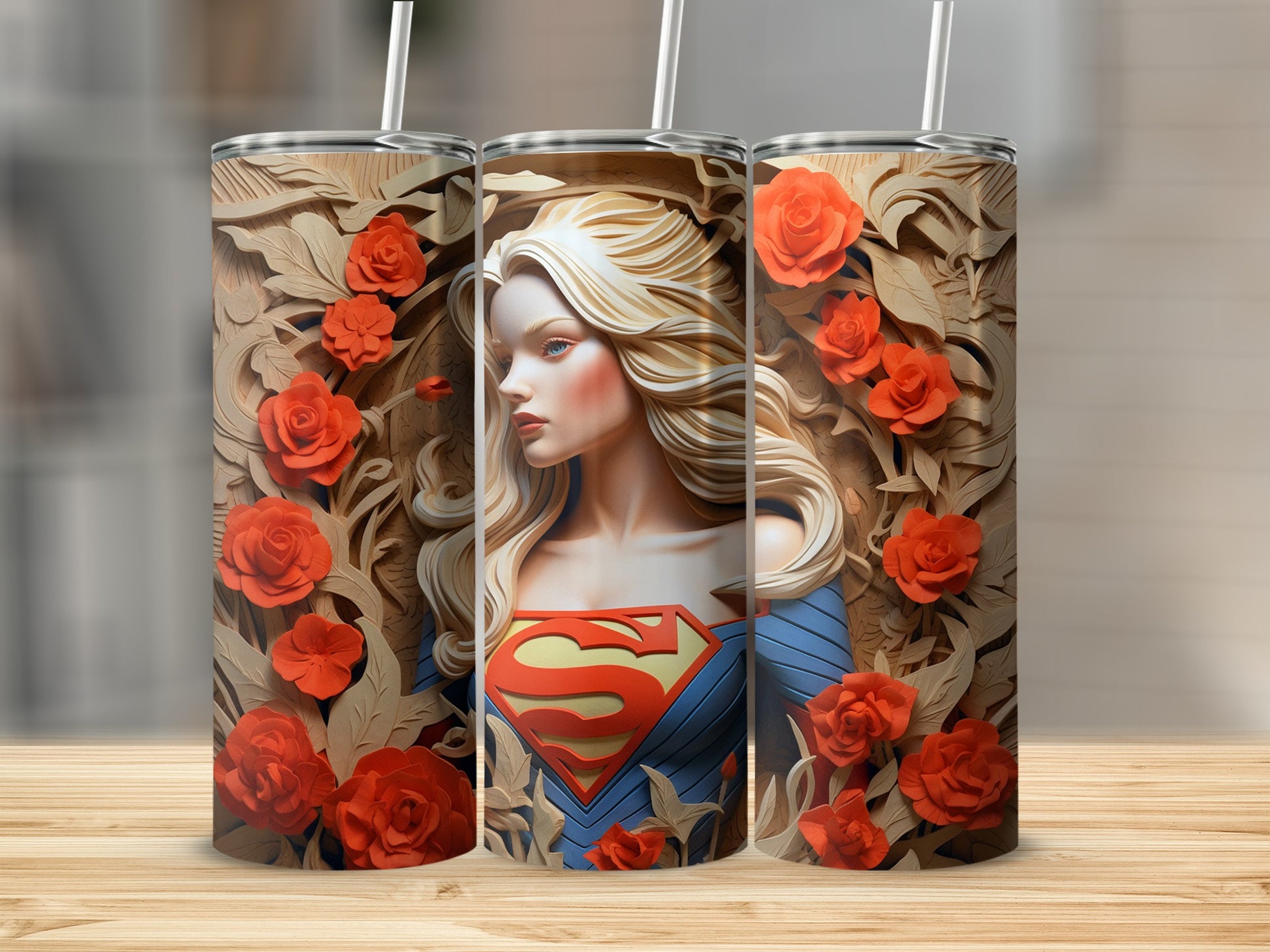 Superhero Floral Design Insulated Tumbler Cup