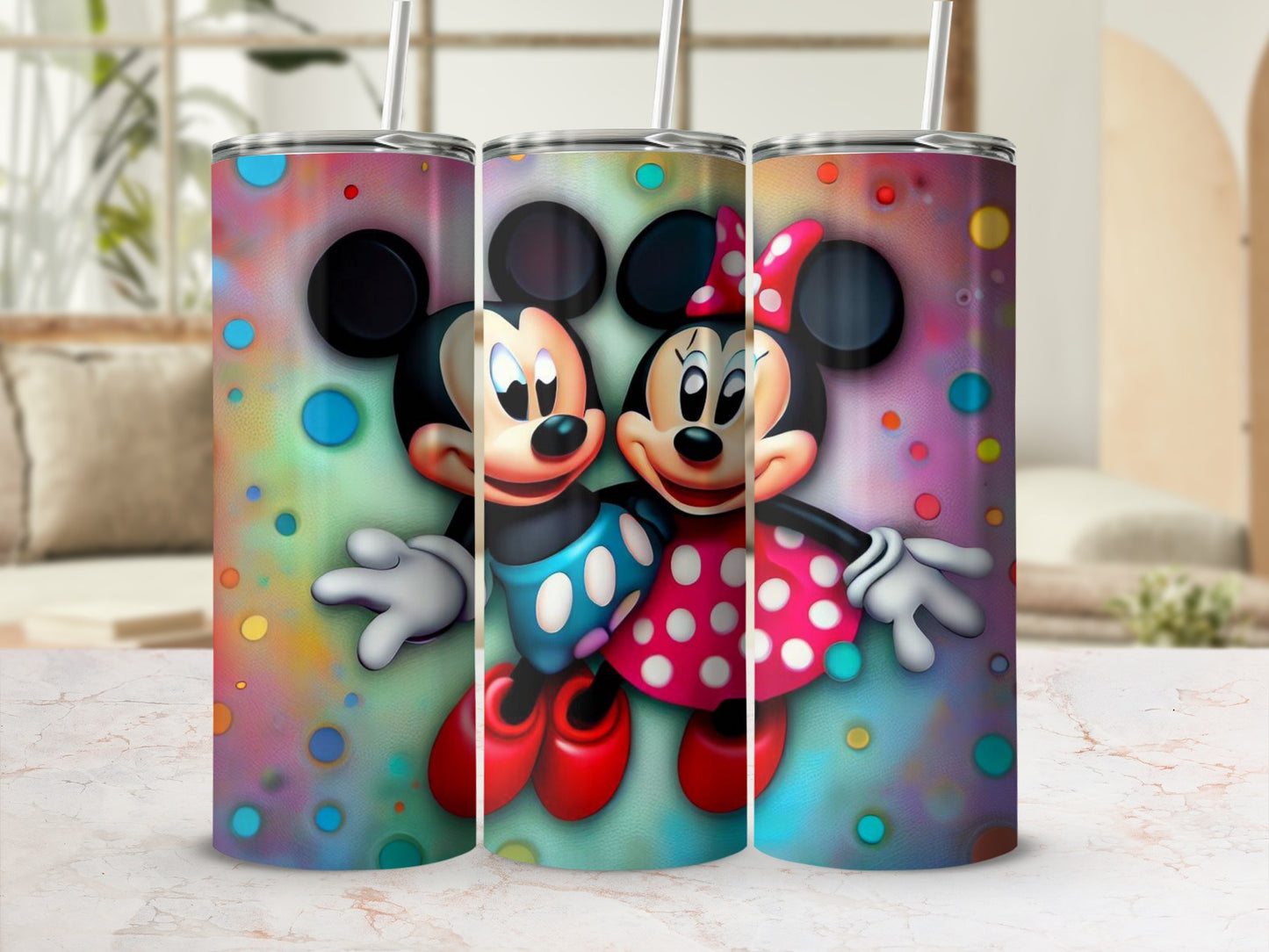Colorful Disney Mickey and Minnie Mouse Tumblers