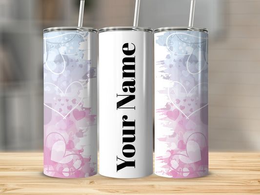 Personalized Heart Design Custom Name Tumbler