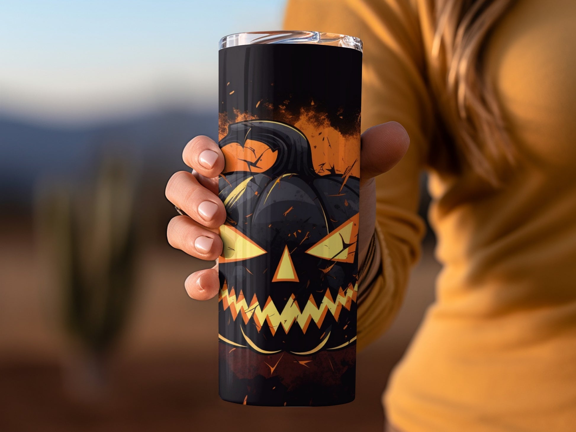 Halloween Pumpkin Design Insulated Tumbler Cup