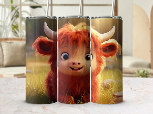Adorable Baby Highland Cow Design Tumbler Cup