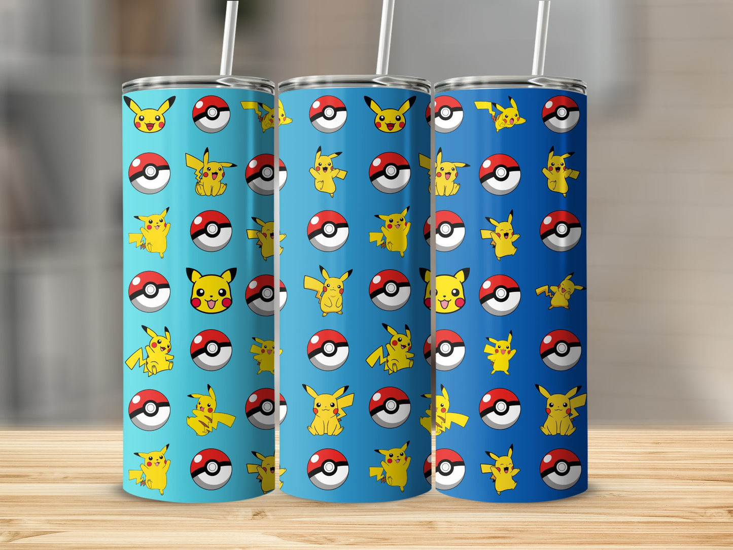 Pikachu and Pokeball Patterned Insulated Tumbler