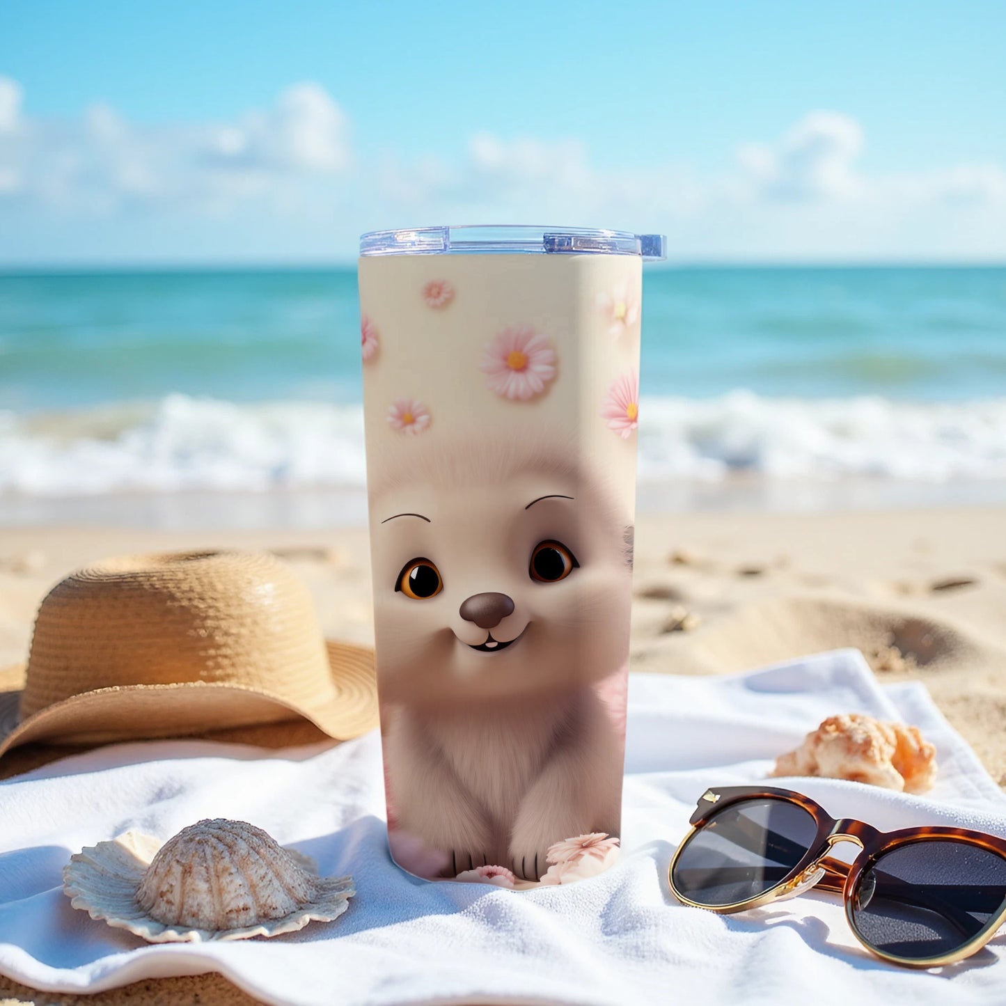 Adorable Fluffy Animal Pink Daisy Tumbler product type