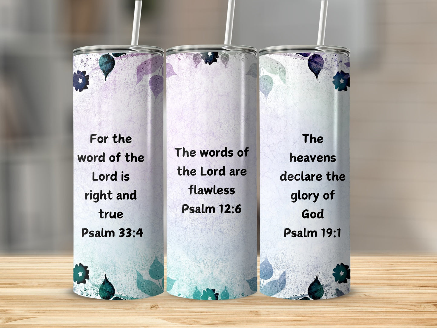 Inspirational Psalm Scriptures Quotes Drinkware Set