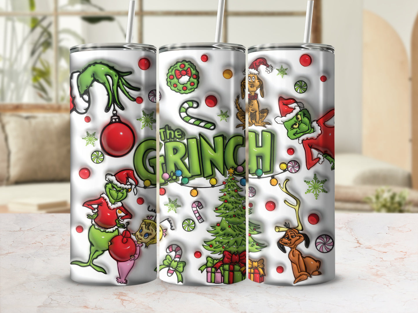 The Grinch Christmas Theme Insulated Tumbler Cup
