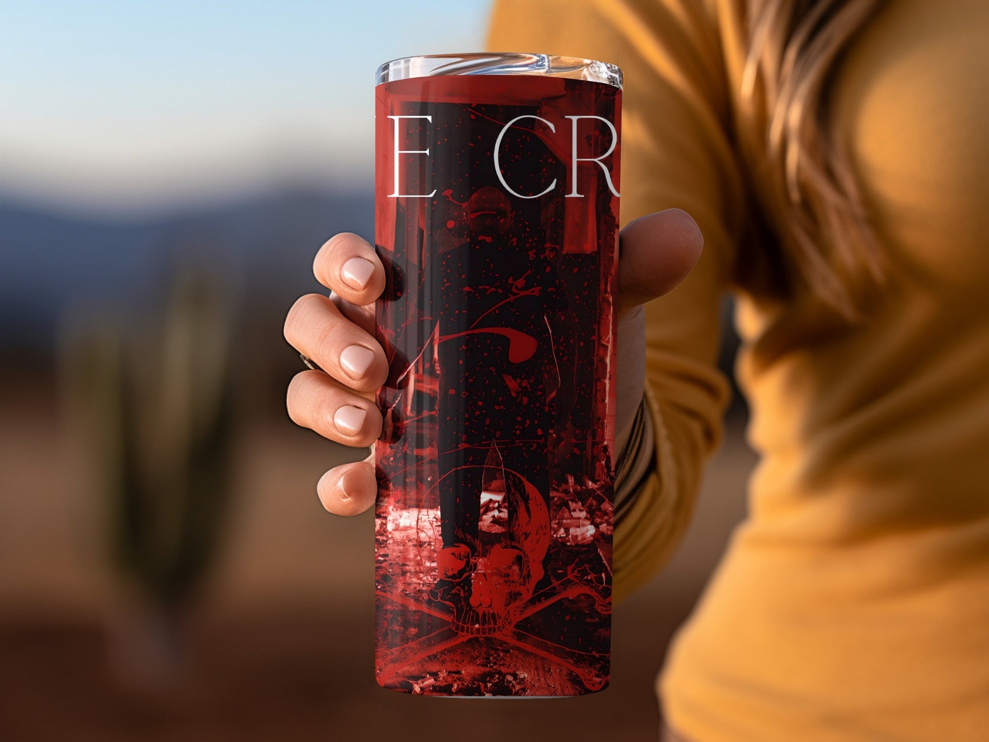 ECR Red and Black Gothic Design Tumbler Flask