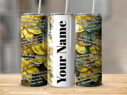 Personalized Floral Religious Scripture Tumbler