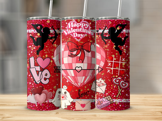 Happy Valentines Day Cupid Themed Tumbler