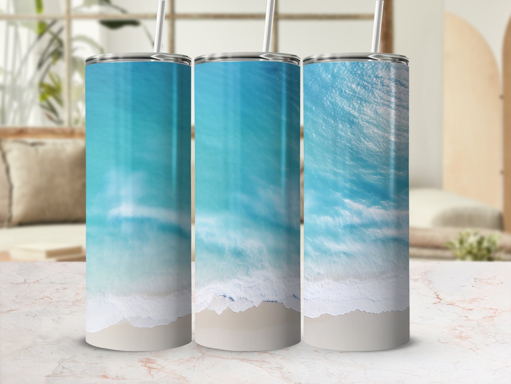 Coastal Blue Ocean Wave Sandy Beach Tumbler Product Type