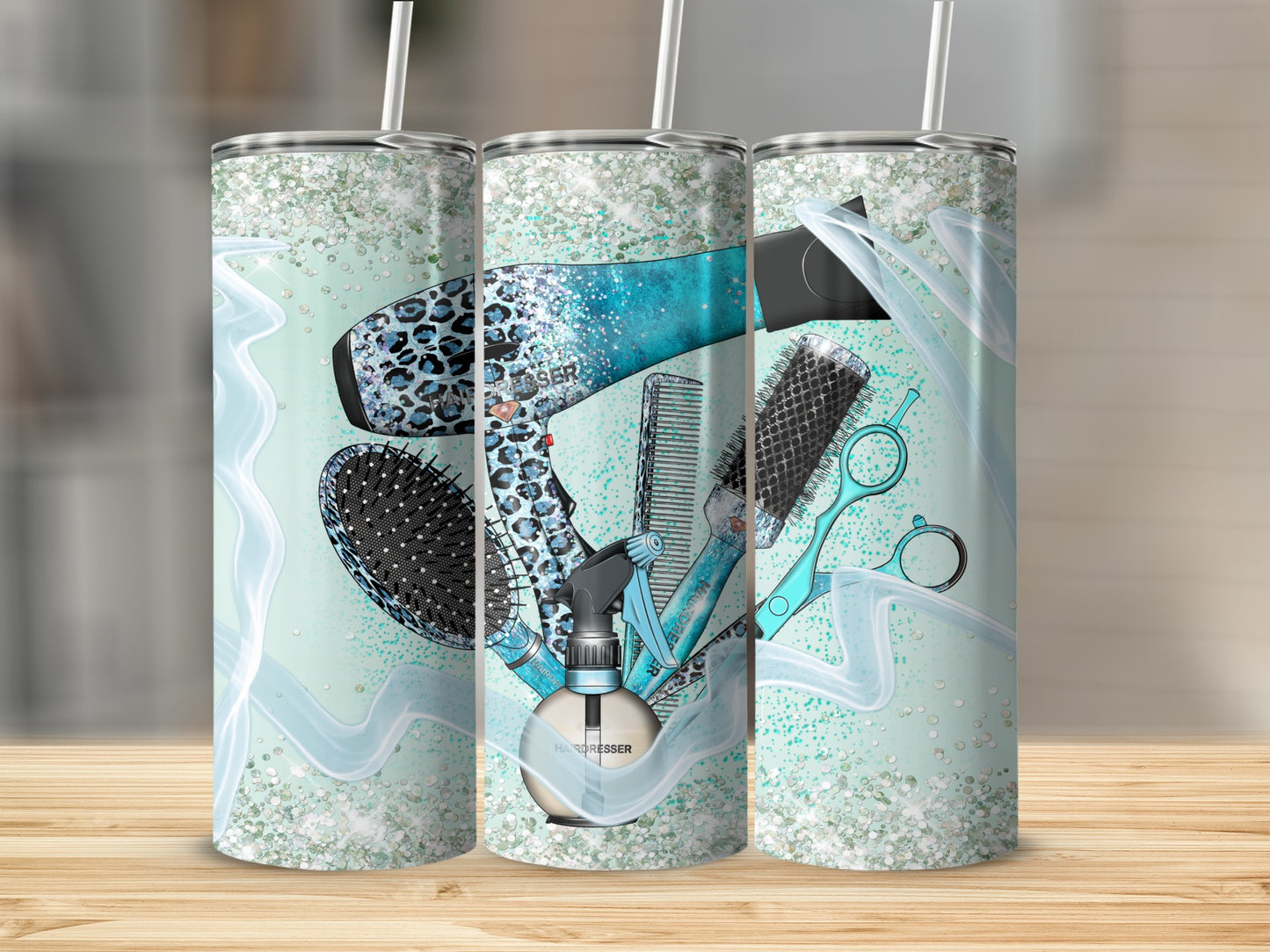Hairdresser tools leopard print teal glitter product type
