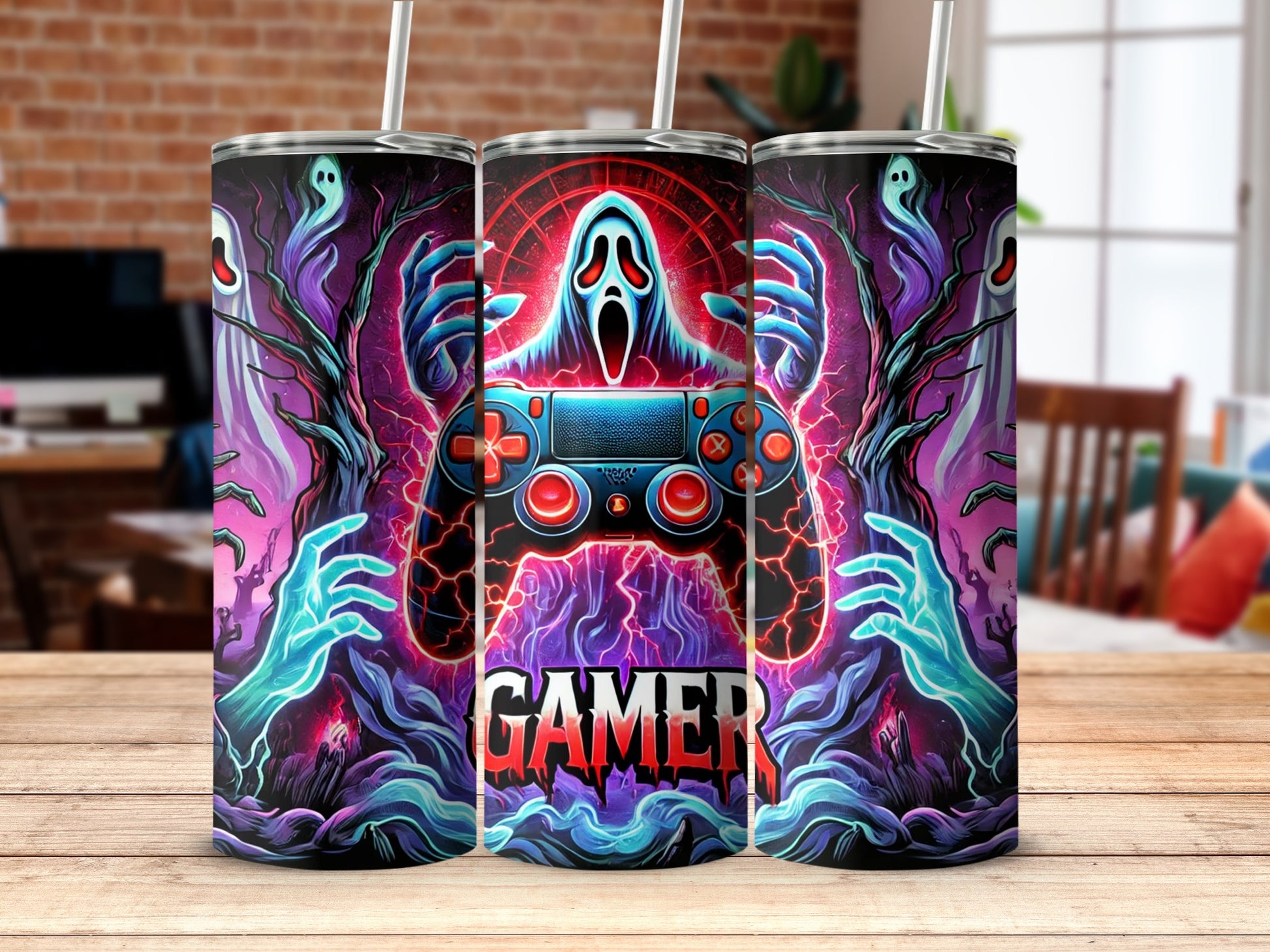 Gamer Ghost and Controller Tumbler