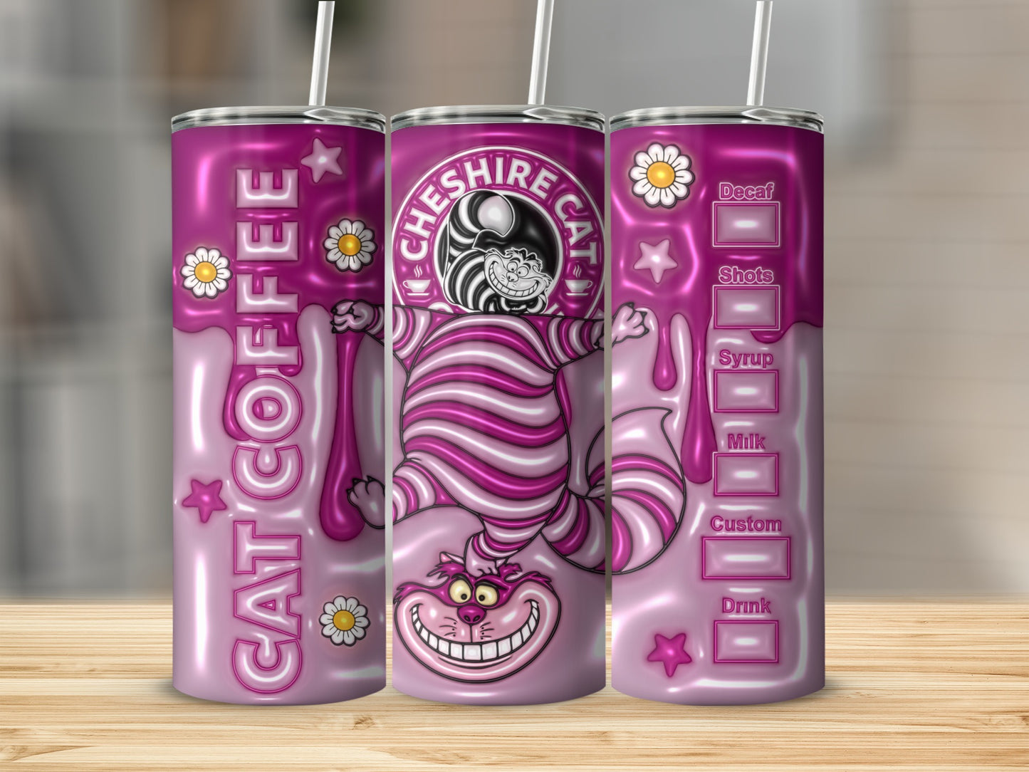Cheshire Cat Coffee Artwork Insulated Tumbler Cup