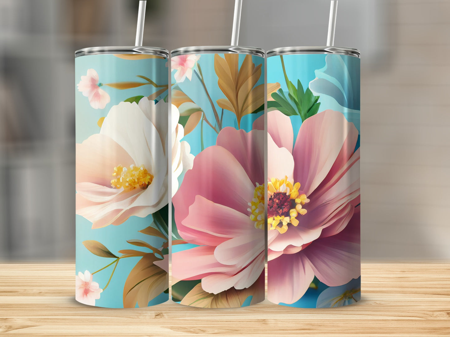 Colorful Floral Design Insulated Tumbler 20 oz Cup