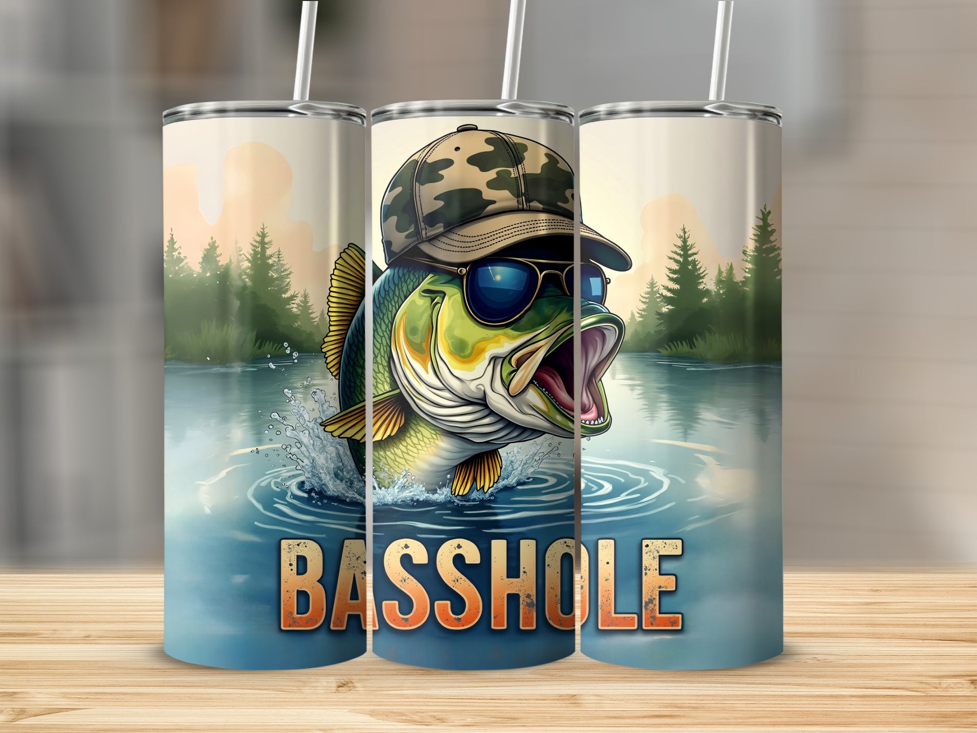 Funny Basshole Tumbler with Fish Design for Fishing Enthusiasts