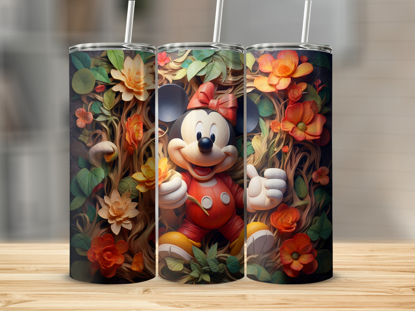 Floral Mickey Mouse Tumbler for Disney Lovers