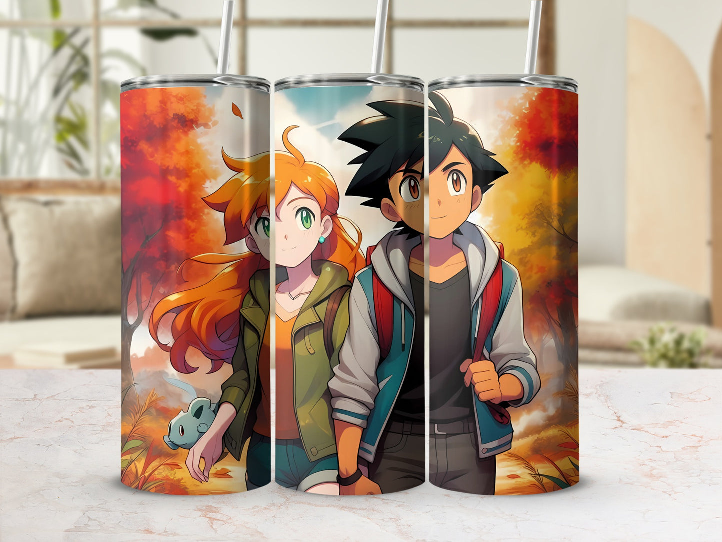 Vibrant Autumn Scene Anime Characters Design Product