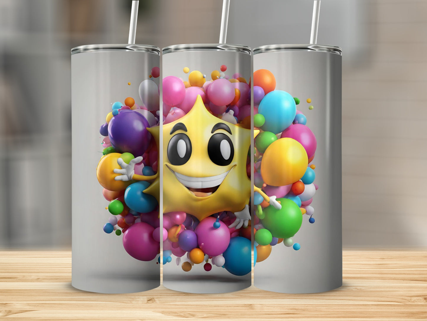 Colorful Happy Star with Balloons Tumbler product