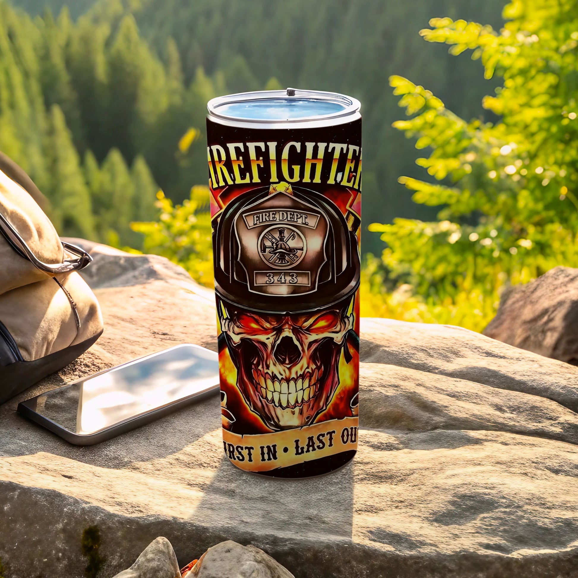 Firefighter Skull First In Last Out Insulated Tumbler