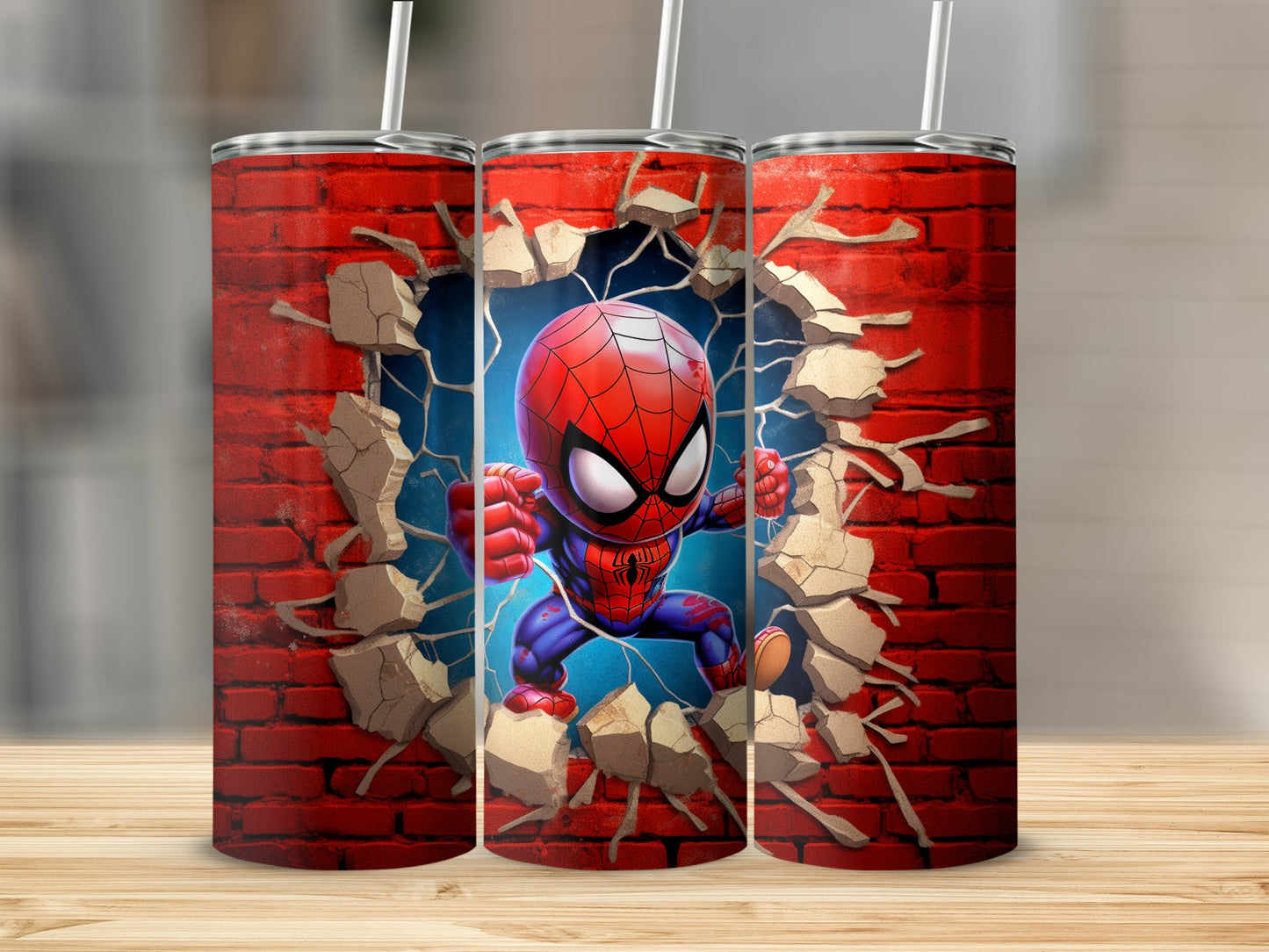 Spiderman Breaking Through Wall Design Tumbler