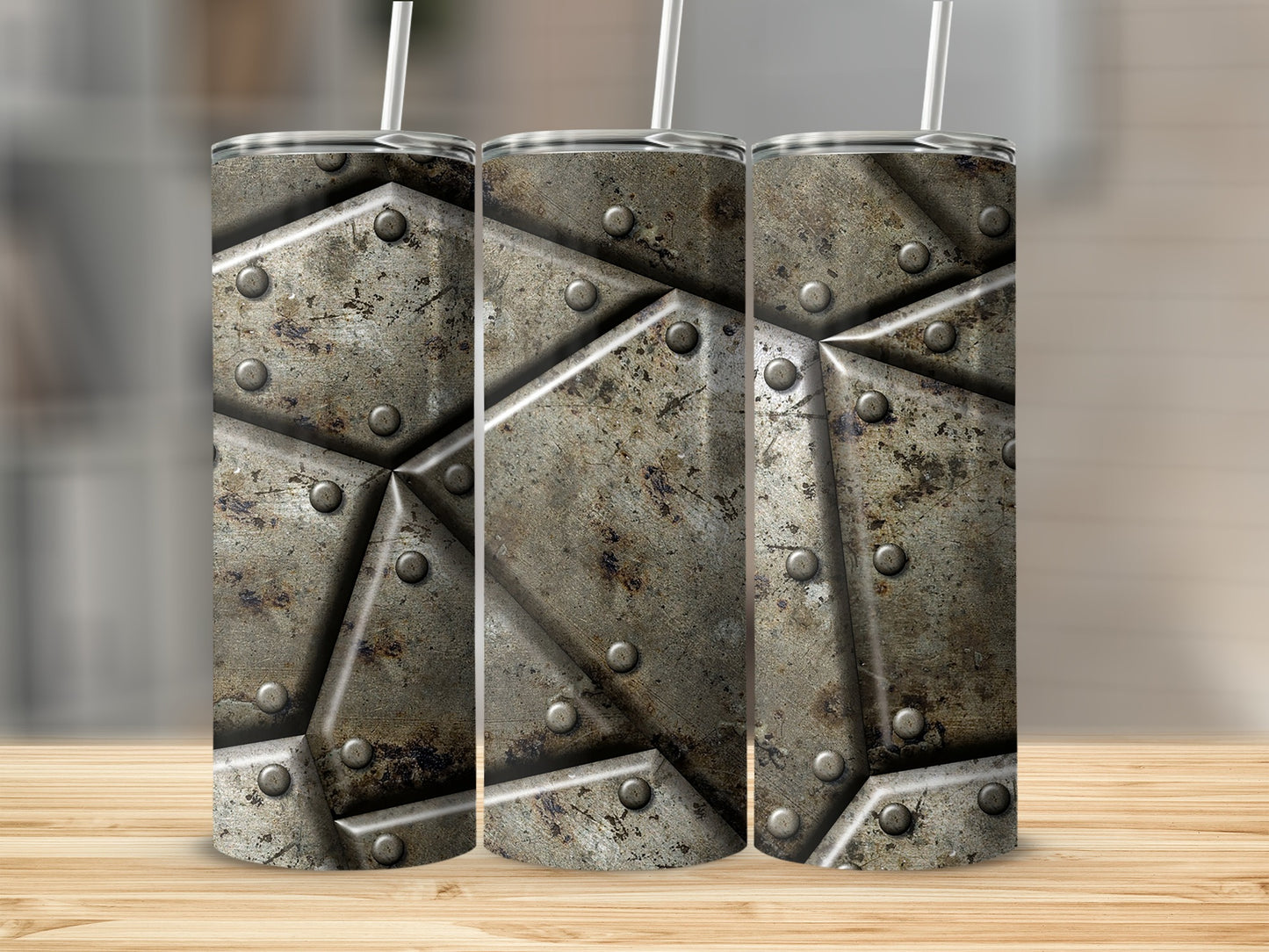 Metal Panels Rivets Grungy Pattern Decorative Tumblers
