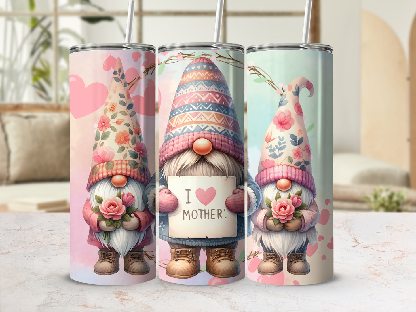 Cute Gnome Tumbler I Love Mother Design Tumbler Cup