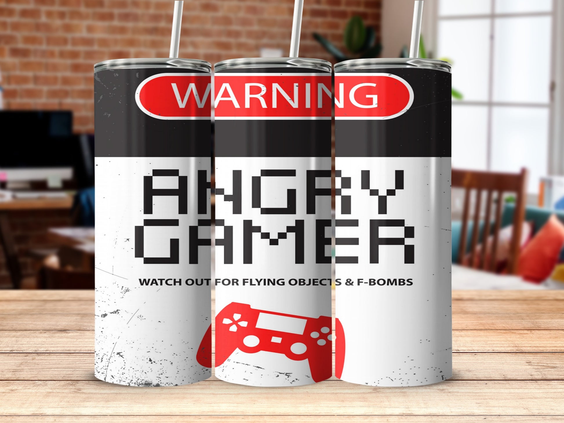 Angry Gamer Warning Flying Objects F Bombs Tumbler